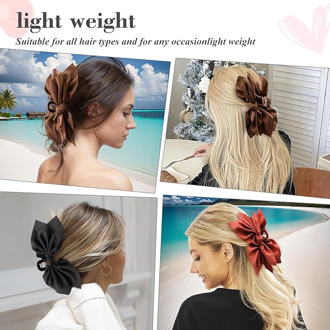 Bow Claw Clips Hair Clips Big Hair Bows for Women Butterfly Styling Large Hair Clips for Thick Hair for Girls Hair Accessories for Teen 3PC Christmas Valentine