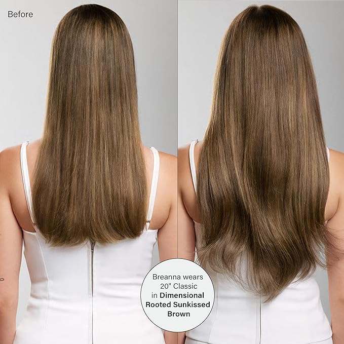 Luxy 100% Remy Human Hair – Halo Clip-In Hair Extensions –Natural Looking Volume & Length - One-Piece - Easy 5-Min Application 150 grams 12" Dimensional Rooted Sunkissed Brown