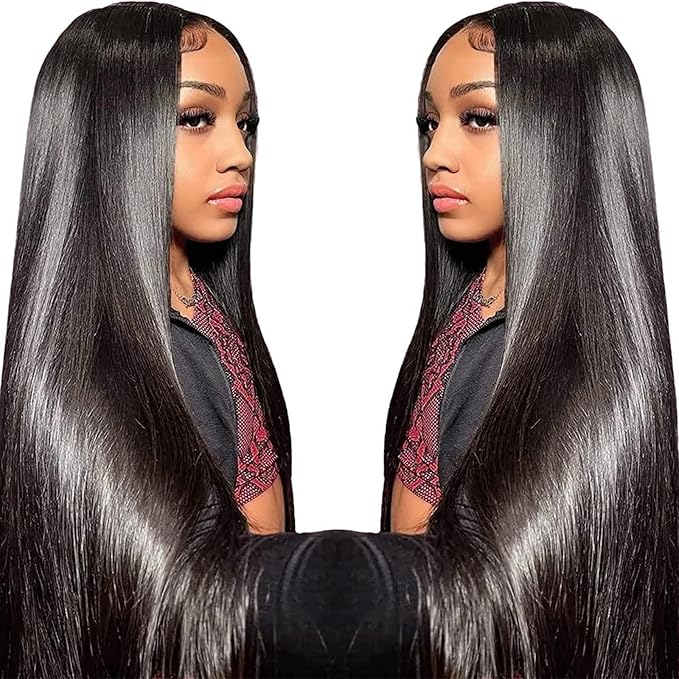 13x6 Lace Front Wigs Human Hair for Women 180 Density 32 Inch Straight Lace Front Wigs HD Transparent Frontal Wigs Human Hair Lace Front Wigs Pre Plucked with Baby Hair Glueless Wigs