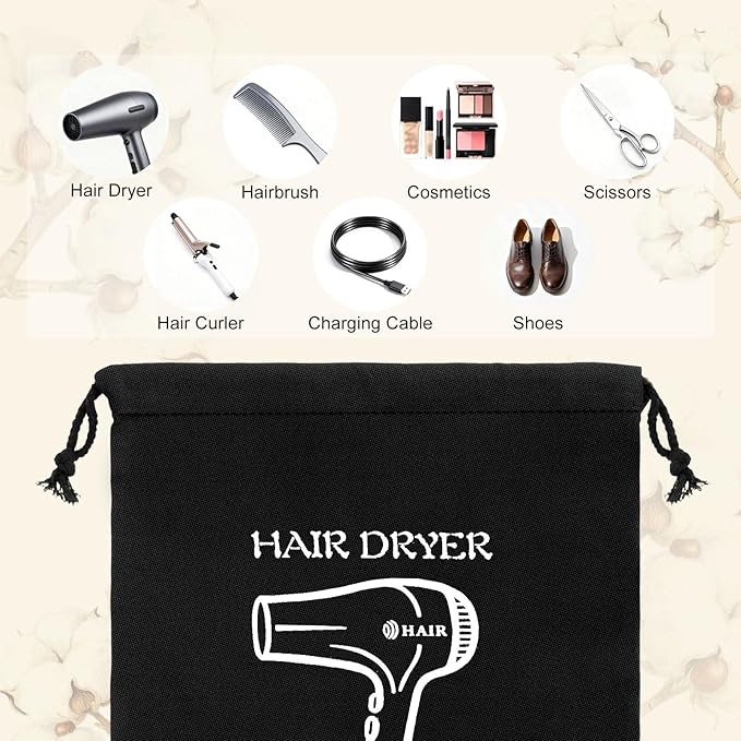 Hair Dryer Bags Bulk, Hairdryers Storage Drawstring Pouch, Blow Dryer Case Container Hairdryer and Styling Tools Accessories Bags for Hotel Home Travel Bathroom 11.8 x 13.7 inch (16 PCS Black)