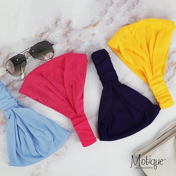 Motique Accessories Camel Wide Cotton Head Band Solid Boho Yoga Style Soft Hairband