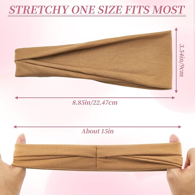 Headbands for Women, 6 Pack Wide Non-Slip Stretchy Hair Bands for Yoga, Workout, Running, Fashion Hair Accessories for Women's Hair（Shape 5）