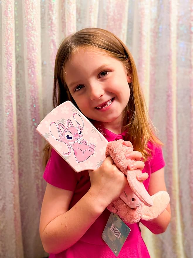 LUV HER Kids Disney Hair Brush & Spa Headband Set for Girls - Features Angel from Lilo and Stitch - Fun Grooming Kit for Detangling Styling - Soft & Stretchy One Size, Ages 3+