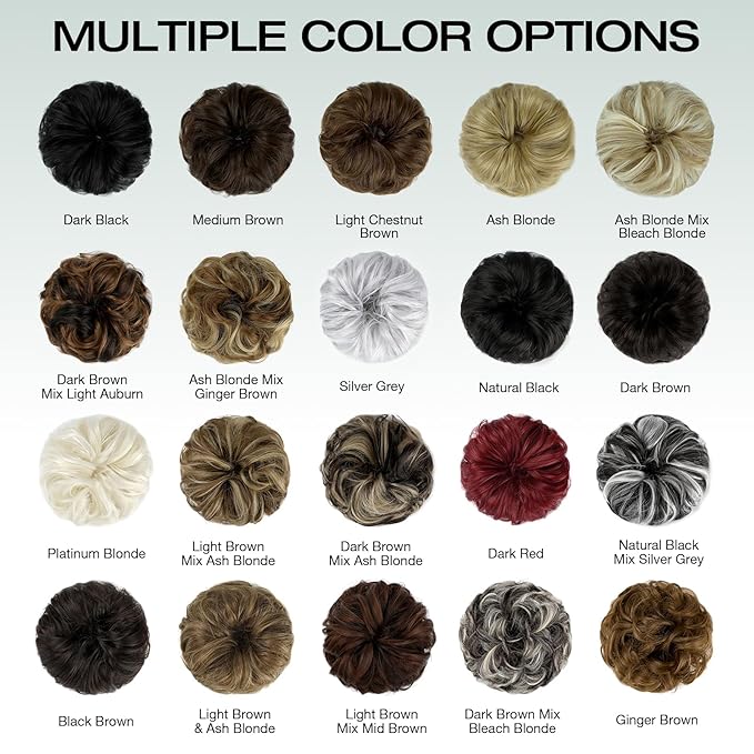 Messy Bun Hair Piece Wavy Curly Scrunchies Fluffy Donut Thick Updo Elegant Chignon Hairpieces for Women Girls, Platinum Blonde 1.4oz