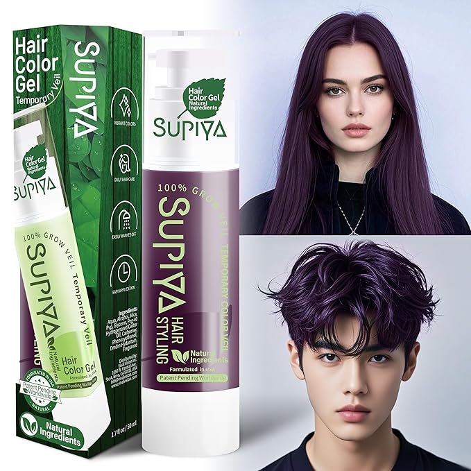 Temporary Hair Color Gel, Purple Hair Dye Color Gel Washable Natural Instant Hair Color Wax for DIY Hairstyle for Kids Men Women(Color #5)