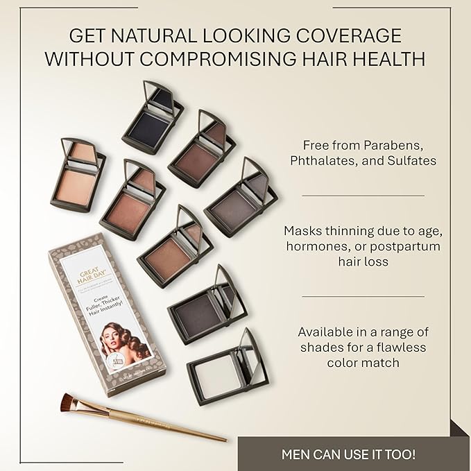 Joan Rivers Great Hair Day Root Touch Up Powder – Fill-in Powder for Thicker, Fuller Looking Hair (White)