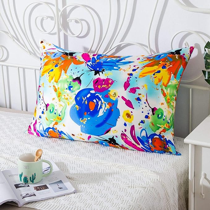 SLPBABY Silk Pillowcase for Hair and Skin with Hidden Zipper Print (Queen, Pattern3)