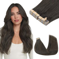 GOO GOO Tape in Hair Extensions Human Hair, 1C Mocha Brown, 26inch 120g 40pcs, Skin Weft Seamless Invisible, Silky Straight with Thick Ends, Remy Human Hair