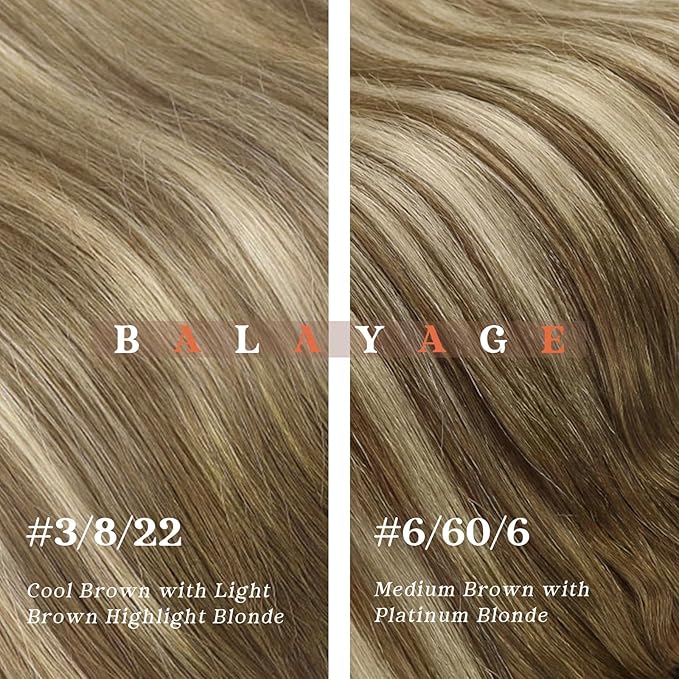 Ve Sunny Clip in Hair Extensions Balayage Human Hair Clip in Extensions Ombre Chestnut Brown to Platinum Blonde Clip in Hair Extensions Real Human Hair for Holiday Party 120g 7pcs 16inch