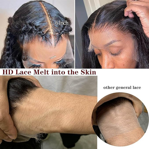 13x6 Body Wave Human Hair Lace Front Wigs180% Density HD Lace Frontal Wigs Human Hair Pre Plucked Body Wave Lace Front Wigs for Women with Baby Hair Black Color 22Inch