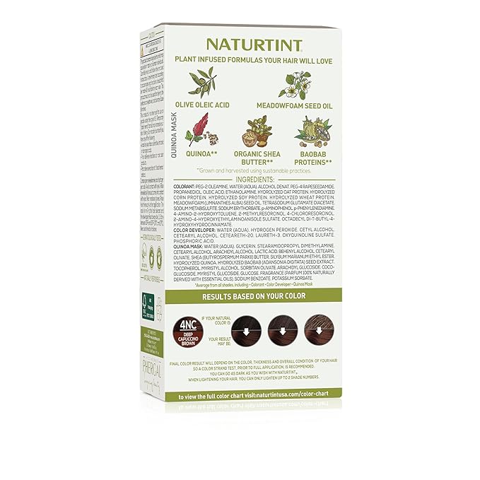 Naturtint 4NC Deep Cappuccino Permanent Hair Color (Pack of 1), Ammonia Free, Vegan, Cruelty Free, up to 100% Gray Coverage, Long Lasting Results (Packaging may vary)