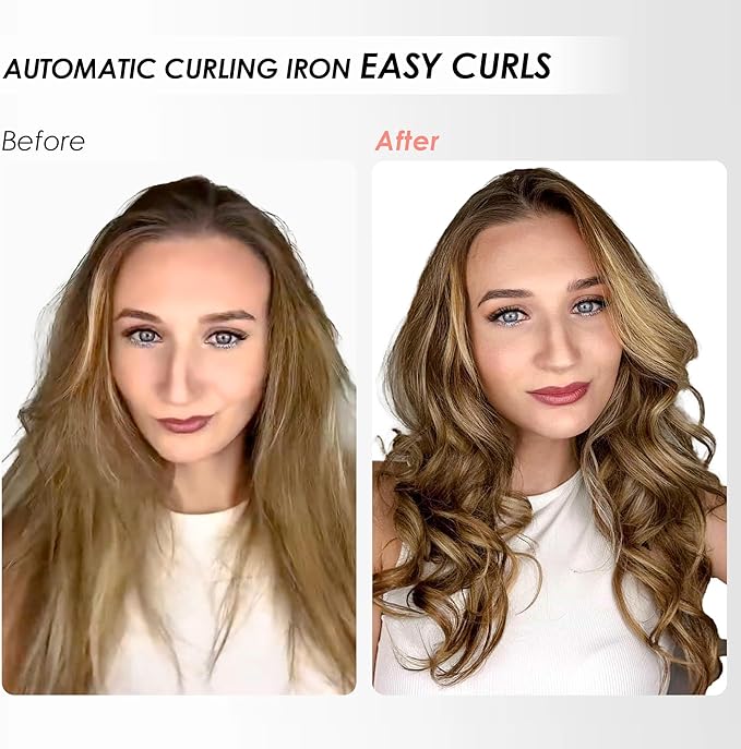 Automatic Rotating Curling Iron, Hair Curler with 3 Temps Fast Heating, 2-Way Rotating 1 Inch Curling Wand, Ceramic Coating, Ionic, Anti-Scald, Anti-Tangle, Dual Voltage Auto Shut-Off (Gray)