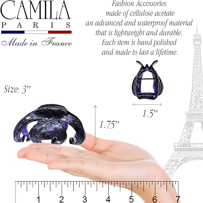 Camila Paris CP3863 French Octopus Hair Clip for Women Thick Hair and Long Curly Wavy Hair, Girls Hair Claw Clips, Styling Claw Clip for Thick Hair, Strong Hold No Slip Grip, Made in France