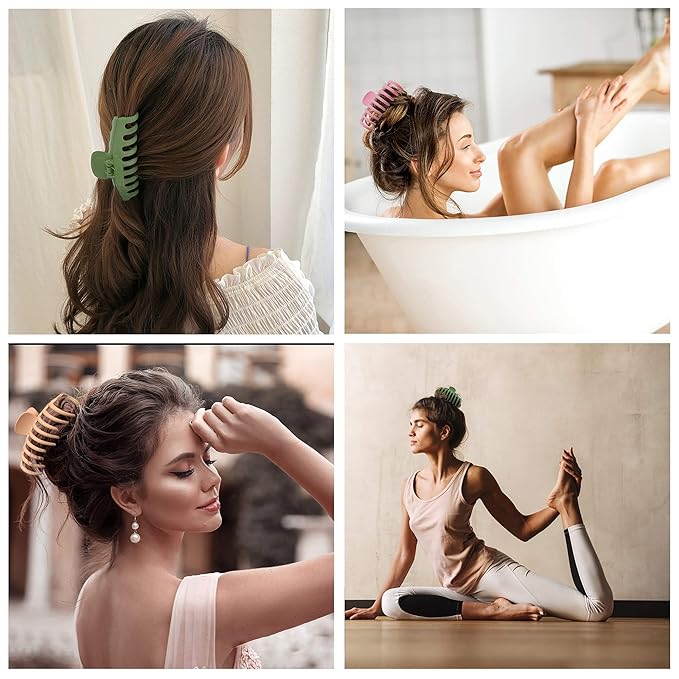 OWIIZI Big Hair Claw Clips for Women - 4.3" Nonslip Jumbo Clips for Long, Thick Hair, Strong Hold Jaw Clamps for Styling Accessories (3 Packs)
