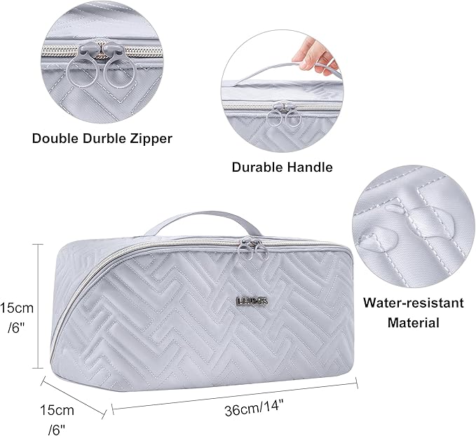 Leudes Hair Tools Travel Bag For Dy son Airwrap Hair Dryer Shark Flex Style Carrying Case Travel Makeup Bag Portable Pouch Open Flat Packing Organizers with Divider and Handle (Light Grey)