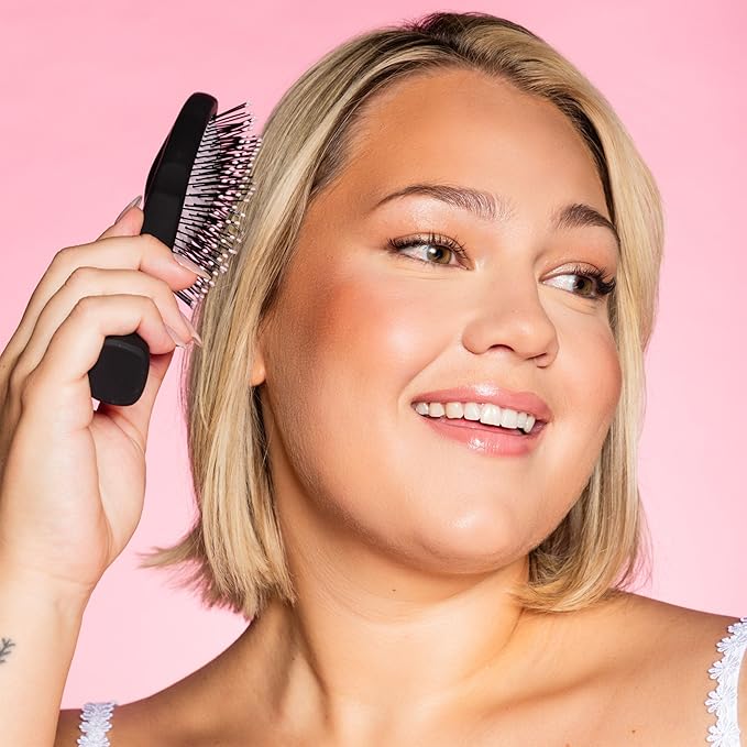 Gimme Beauty Detangling Brush - Curved Paddle Brush for Breakage-Free Detangling - Anti-Static & Frizz - Soft Glide with Ball-Tipped Bristles - Heat-Resistant Styling Tool - Fine Hair