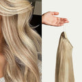 Luxy Hair 20" Dimensional Cream Blonde Halo Clip-In Hair Extensions (180 grams) 100% Remy Human Hair, Quick Volume, 1-Piece Set plus 2 option pieces, Blends Easily