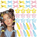 36Pcs Pink Mini Hair Bows Blue Water Drop No Slip Hair Clips Star Snap Hair Barrettes for Women Yellow Small Bows for Hair Star Bowknot Hair Accessories for Teens Girls