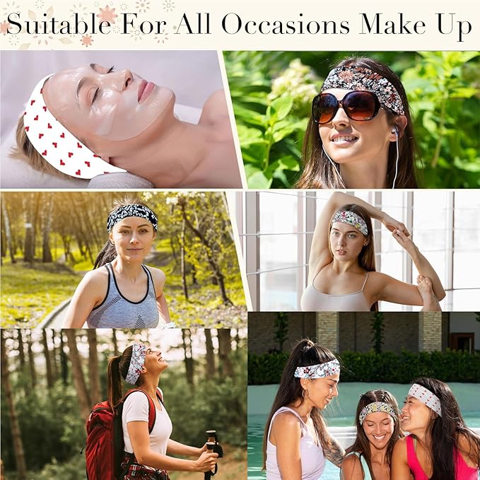 4PCS Christmas Headbands for Women Trendy Wide Head Bands for Women's Hair Non Slip Wraps Elastic Stretchy Bandanas Workout Hair Bands Fashion Hair Accessories Birthday Gifts for Valentines