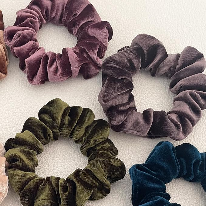 Hair Scrunchies, 6 Pcs Velvet Scrunchies for Women, Soft Hair Ties for Girls, No Damage Hair Scrunchy, Hair Styling Accessories, Gentle No-Slip Scrunchie, Ponytail Holder for Thick/Curly Hair