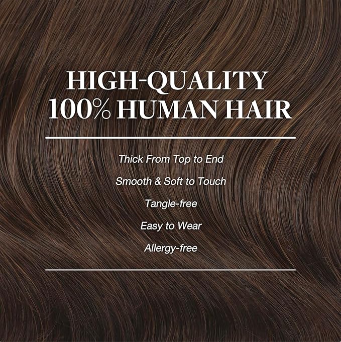 GOO GOO Clip in Hair Extensions Real Human Hair, Remy Human Hair Extensions Clip ins for Women, Natural Human Hair, 18inch 180g 7Pcs, #4A Chocolate Brown