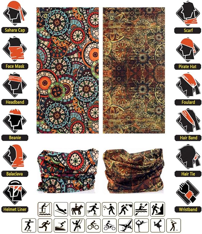 Headband Neck Gaiter Head Wrap Headwear Face Mask Magic Scarf Bandana for Men and Women