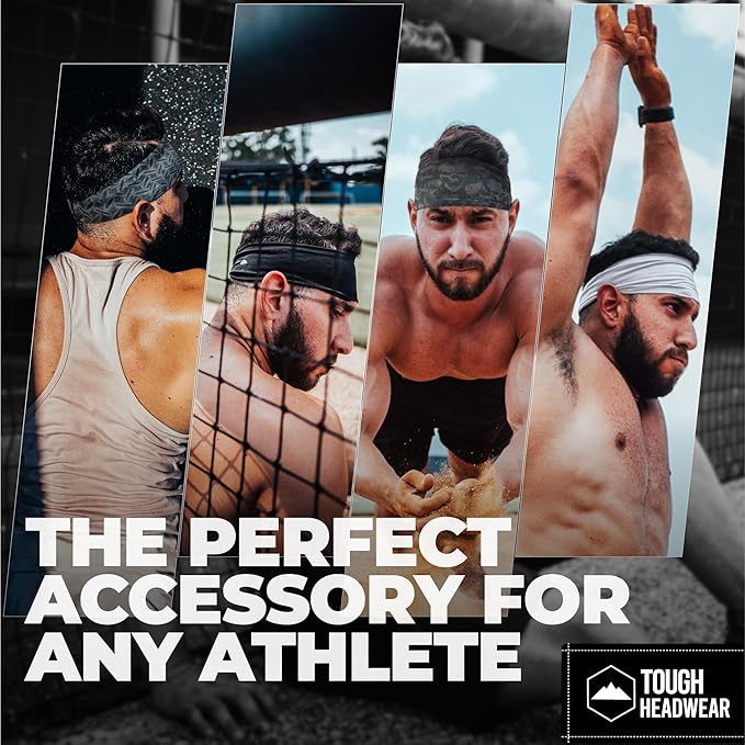 Tough Headwear Tough Outfitters Headband for Men - Mens Headbands - Working Out Sports Performance Head Bands - Athletic Cycling Running Sweat Band, Football Headbands - Sweat Bands Men/Women