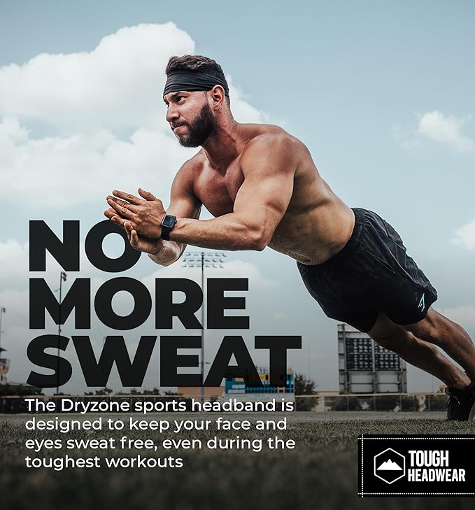 Tough Headwear Tough Outfitters Headband for Men - Mens Headbands - Working Out Sports Performance Head Bands - Athletic Cycling Running Sweat Band, Football Headbands - Sweat Bands Men/Women