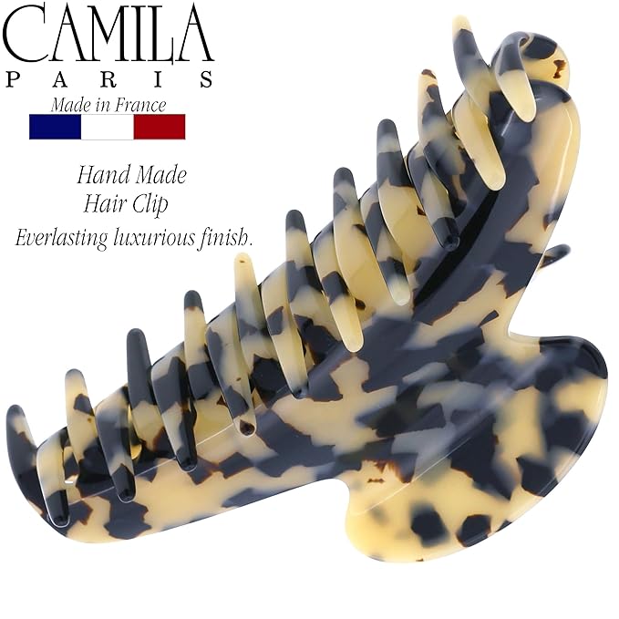 Camila Paris CP3035 French Hair Clip for Women, Handmade, Ivory Tokyo, for Thick Volume Hair, Girls Hair Claw Clips Jaw, Durable Styling Hair Accessories for Women, Strong Hold Grip, Made in France