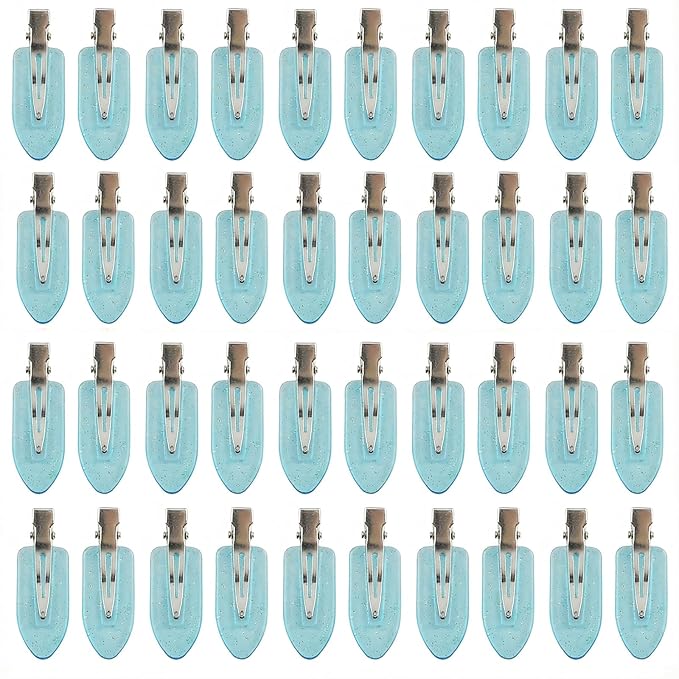 No Crease Hair Clips Makeup Pin Curl Clip Bulk 40Pcs Multicolor No Bend Dent Bang Creaseless Hair Clips for Makeup Application Bangs Hairpin Setting Pins Clip for Women Styling (Translucent Blue)
