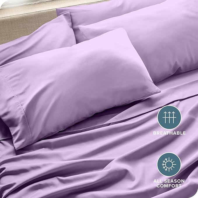 Bare Home Microfiber Bulk Pillow Cases - Standard/Queen Size Set of 4 - Cooling Pillowcases - Double Brushed - Lavender Pillowcases 4 Pack - Easy Care (Standard - 4 Pack, Lavender)