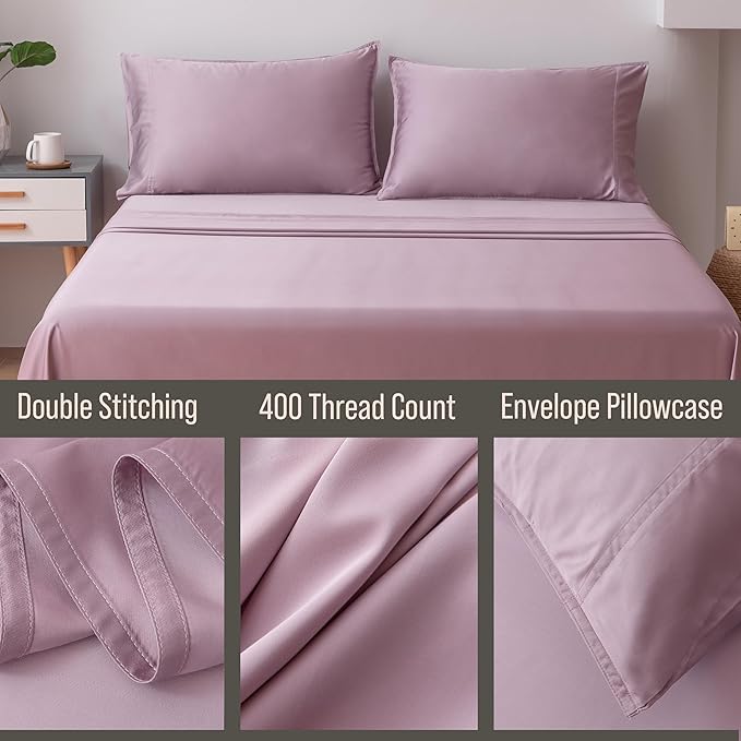 Bella Coterie | Luxury Bamboo Standard Size Pillowcase Set | 100% Organically Grown Bamboo Viscose | Ultra Soft | Cooling | 2 Pcs [Lilac]