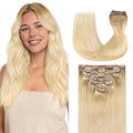 GOO GOO Clip in Hair Extensions Real Human Hair, Remy Human Hair Extensions Clip ins for Women, Natural Human Hair, 18inch 120g 7Pcs, #R7/60F