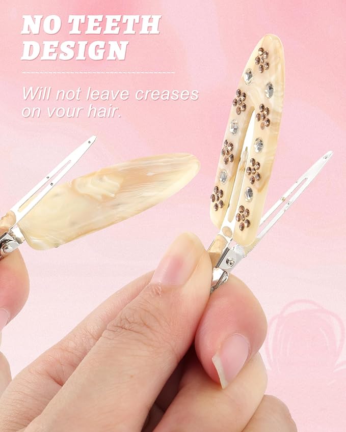 HAIMEIKANG 6 PCs Acrylic Creaseless Hair Clips for Women - No Crease No Bend Hair Clip Makeup Bangs Clips for Women and Girls Flat Hair Clips for Hair Styling