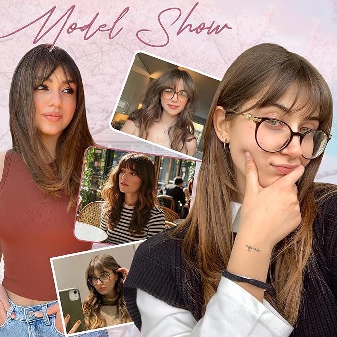Hair Toppers for Women Real Human Hair 3.54"*4.72" Silky Base 150% Density With Bangs Adjustable Parting Clip-In Topper Hairpieces for Women with Thinning Hair 12 Inches Dark Brown