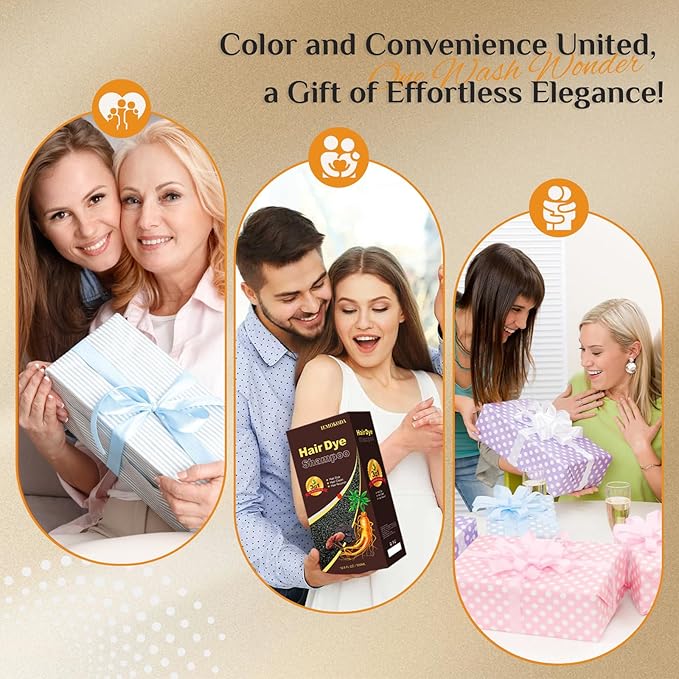 Black Hair Dye Shampoo for 100% Gray Coverage - 3-in-1 Root to Tip Coloring & Care, Instant Color Shampoo Hair Dye for Gray Hair for Women & Men, Color Treated Hair, Shampoo Para Pintar El Cabello