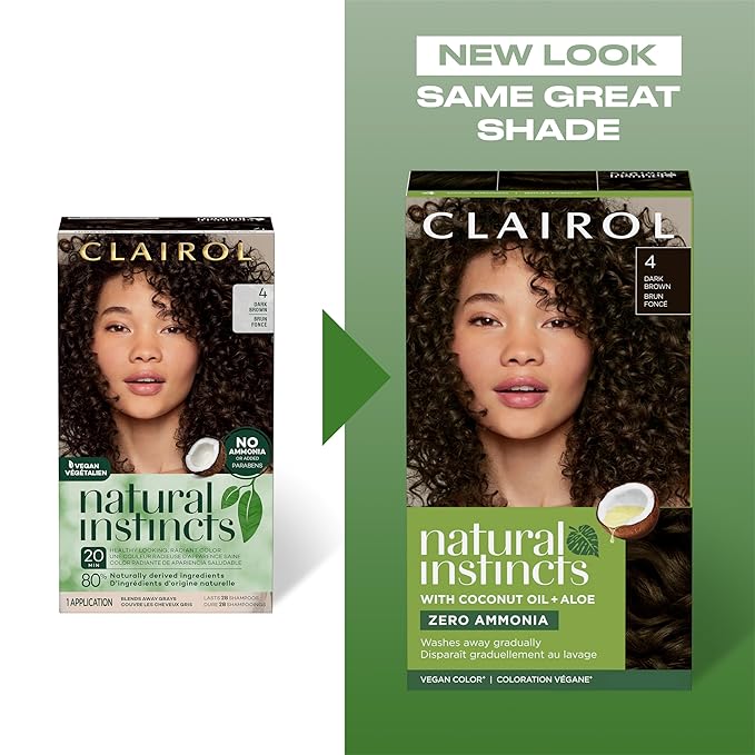 Clairol Natural Instincts Demi-Permanent Hair Dye, 5C Brass Free Medium Brown Hair Color, Pack of 1