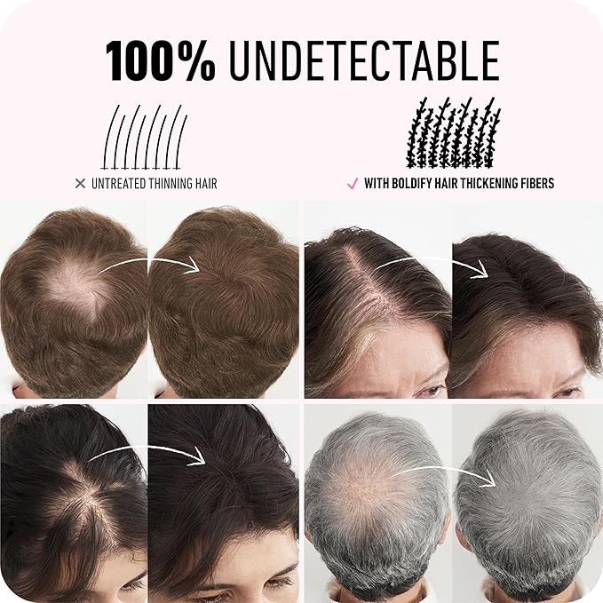 BOLDIFY Hair Fibers (56g) - Fill In Thinning and Fine Hair for an Instantly Fuller, Thicker Look - 14 Shades for Women & Men - White