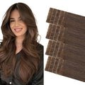 COOKAYU Invisible Tape in Hair Extensions Real Human Hair, Injected Tape in Extensions Medium Brown 16Inch 35g 20pcs Seamless Invisi Edge