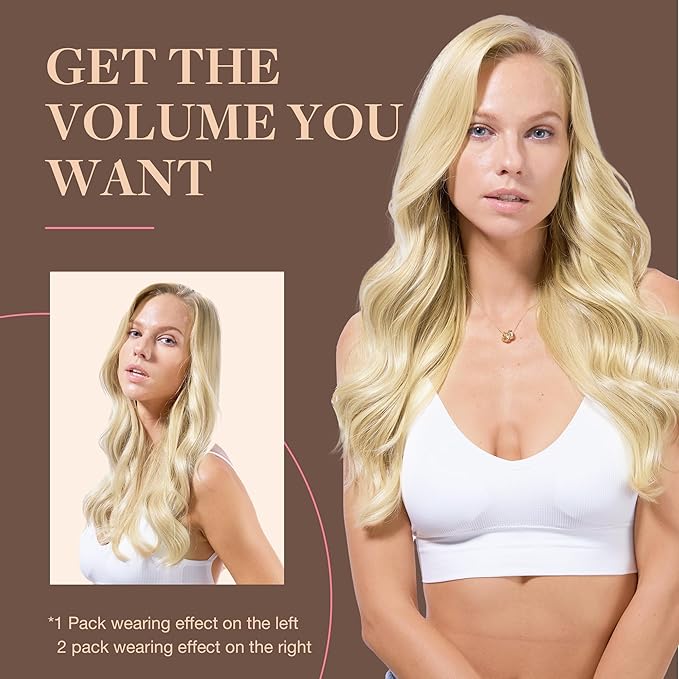 GOO GOO Clip in Hair Extensions Real Human Hair, Remy Human Hair Extensions Clip ins for Women, Natural Human Hair, 14inch 120g 7Pcs, #R7/60F