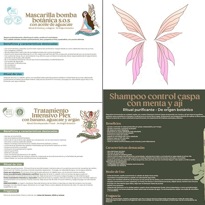 Ritual Botánico Keratina Orgánica | Treatment to Straighten, Repair and Relax Hair | All Natural, Organic & Vegan Ingredients | Product of Colombia (3 Piece Kit-Caspa Shampoo)