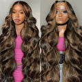 28 Inch Ombre Lace Front Wig Human Hair 1B/30 Highlight Body Wave Lace Front Wigs Human Hair Colored 13x4 Brown Wig 200 Density Balayage Glueless HD Lace Frontal Wigs