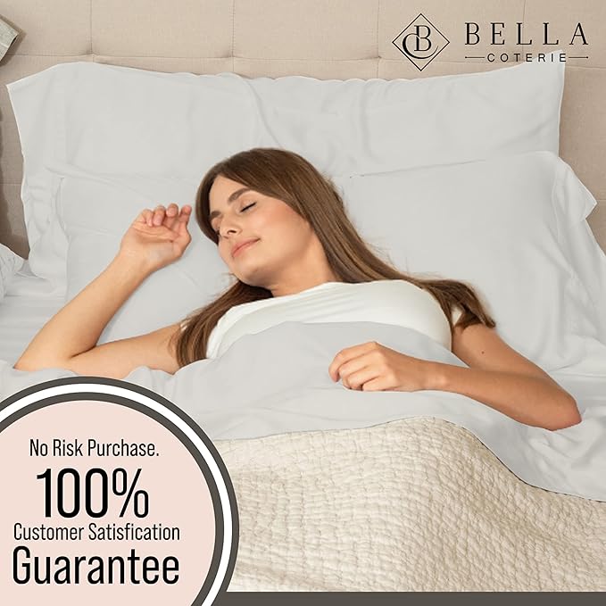 Bella Coterie | Luxury Bamboo Viscose Queen Size Pillowcase Set | 100% Organically Grown | Ultra Soft | Cooling | 2 Pcs [Grey Mist]