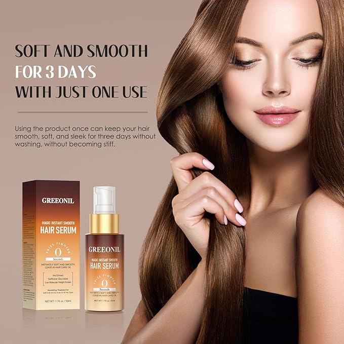 Hair Serum, Anti Frizz Control Hair Oil Repair, Nourishing Treatment for Split Ends and Frizzy Dry Curly Thick Coarse Hair, 3.52 Fl Oz
