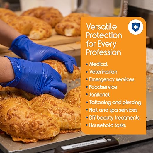 Inspire Black Nitrile Disposable Gloves | 4.5 Nitrile Safety Medical Exam Cooking Cleaning Disposable Black Gloves (Blue - Box of 100, XL)