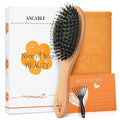 Boar Bristle Hair Brush Gift Set for Women & Men, 100% Natural Bristle & Nylon, Reduces Frizz & Static, Gentle Detangling for All Hair Types Thick Thin Curly Straight, Large Size