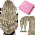 YoungSee K Tip Hair Extensions Light Brown K Tips Human Hair Extensions Highlight Light Brown With Blonde Keratin Hair Extensions U Tip Highlight 16in Hot Fusion Remy Hair Extensions for Women 50s/50g