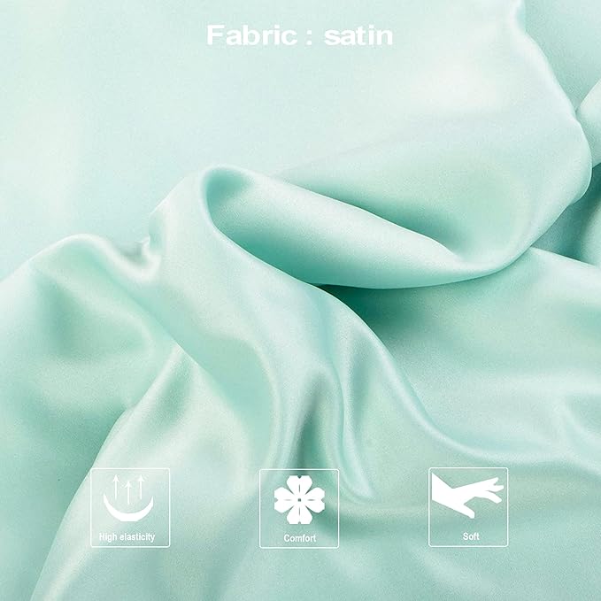 NTBAY Zippered Satin Body Pillow Pillowcase, Silky Slip Cooling Body Pillow Cover, Long Side Hidden Zipper, 20x54 Inches, Cyan