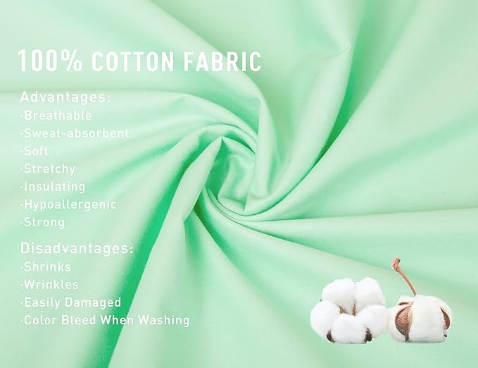 Sunflower Queen Pillowcases Set of 2, 100% Cotton Queen Pillow Cases 2, 20×30 inches Zephyr Green, Soft and Breathable