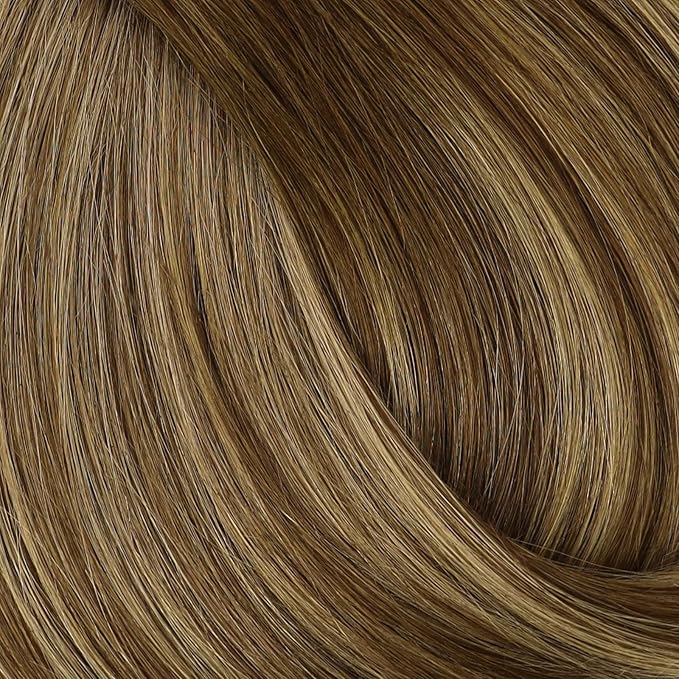 Full Shine Human Hair Clip in Extensions Brown Lace Clip in Human Hair Ombre Brown Fading to Blonde Highlight Straight Hair for Women 16 Inch 3 PCS 60 Grams